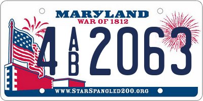 MD license plate 4AB2063