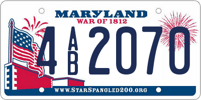 MD license plate 4AB2070