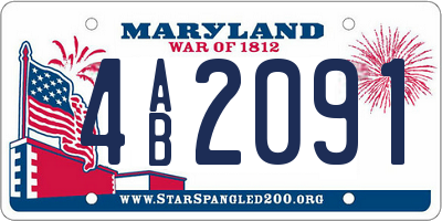 MD license plate 4AB2091