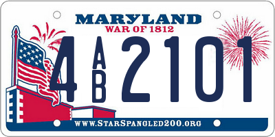 MD license plate 4AB2101