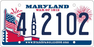 MD license plate 4AB2102