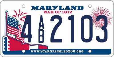 MD license plate 4AB2103