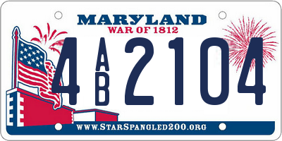 MD license plate 4AB2104