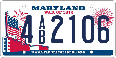 MD license plate 4AB2106
