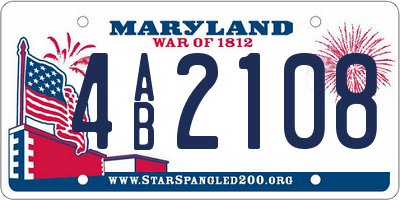 MD license plate 4AB2108