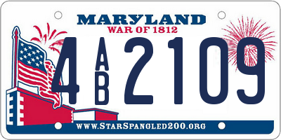 MD license plate 4AB2109