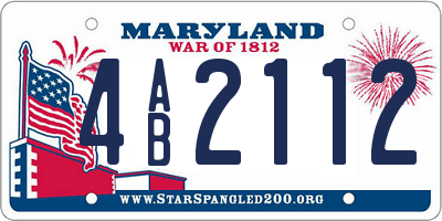 MD license plate 4AB2112