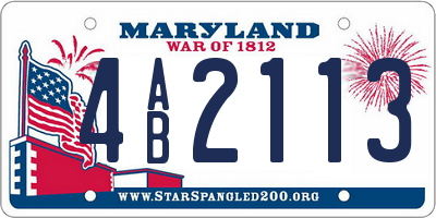 MD license plate 4AB2113