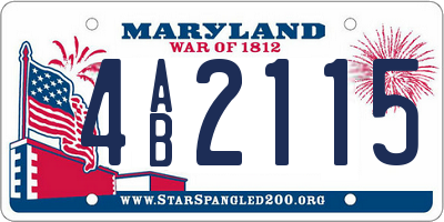 MD license plate 4AB2115