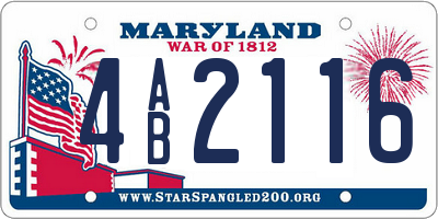 MD license plate 4AB2116