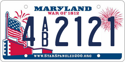 MD license plate 4AB2121