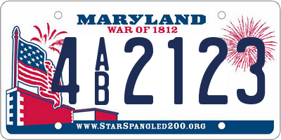 MD license plate 4AB2123