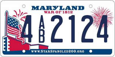 MD license plate 4AB2124