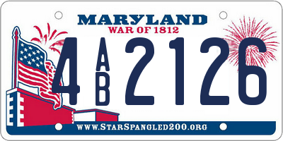 MD license plate 4AB2126
