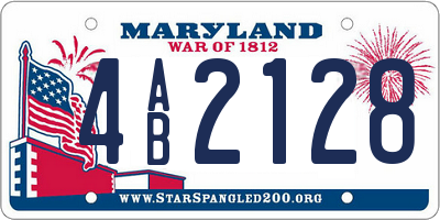 MD license plate 4AB2128