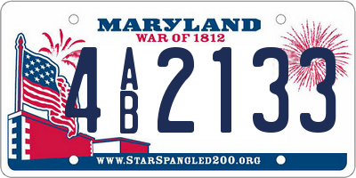 MD license plate 4AB2133