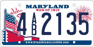 MD license plate 4AB2135