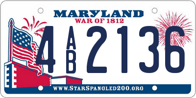 MD license plate 4AB2136