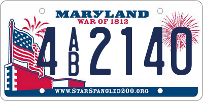 MD license plate 4AB2140