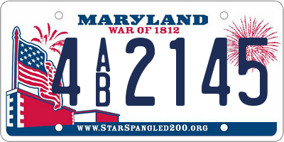 MD license plate 4AB2145