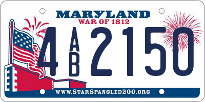 MD license plate 4AB2150