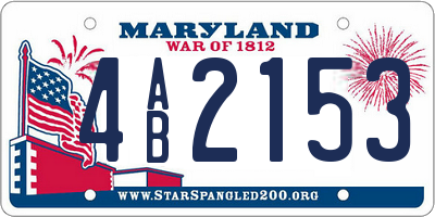 MD license plate 4AB2153