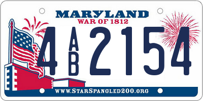MD license plate 4AB2154