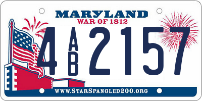 MD license plate 4AB2157