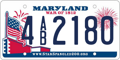 MD license plate 4AB2180