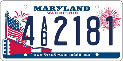 MD license plate 4AB2181
