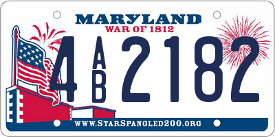 MD license plate 4AB2182