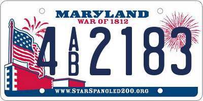 MD license plate 4AB2183