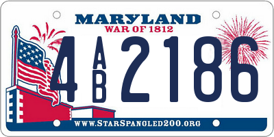 MD license plate 4AB2186