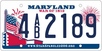MD license plate 4AB2189