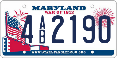 MD license plate 4AB2190