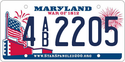 MD license plate 4AB2205