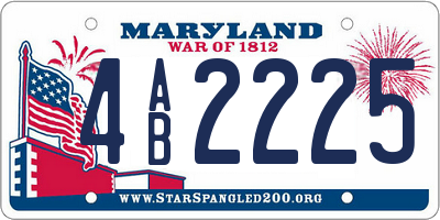 MD license plate 4AB2225