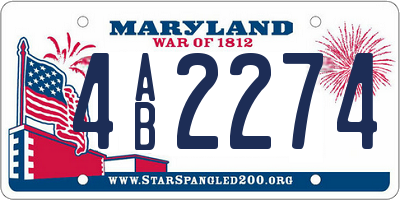 MD license plate 4AB2274