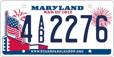 MD license plate 4AB2276