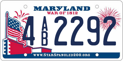 MD license plate 4AB2292