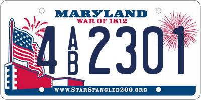 MD license plate 4AB2301