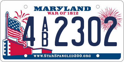 MD license plate 4AB2302