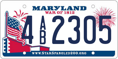 MD license plate 4AB2305