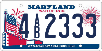 MD license plate 4AB2333