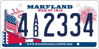 MD license plate 4AB2334