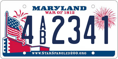 MD license plate 4AB2341