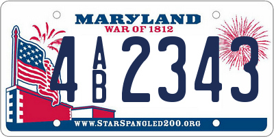 MD license plate 4AB2343