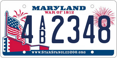 MD license plate 4AB2348