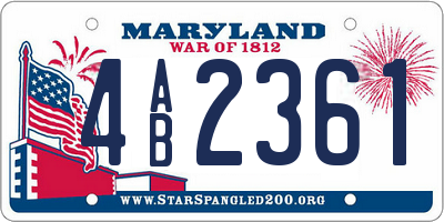 MD license plate 4AB2361