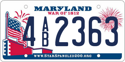 MD license plate 4AB2363